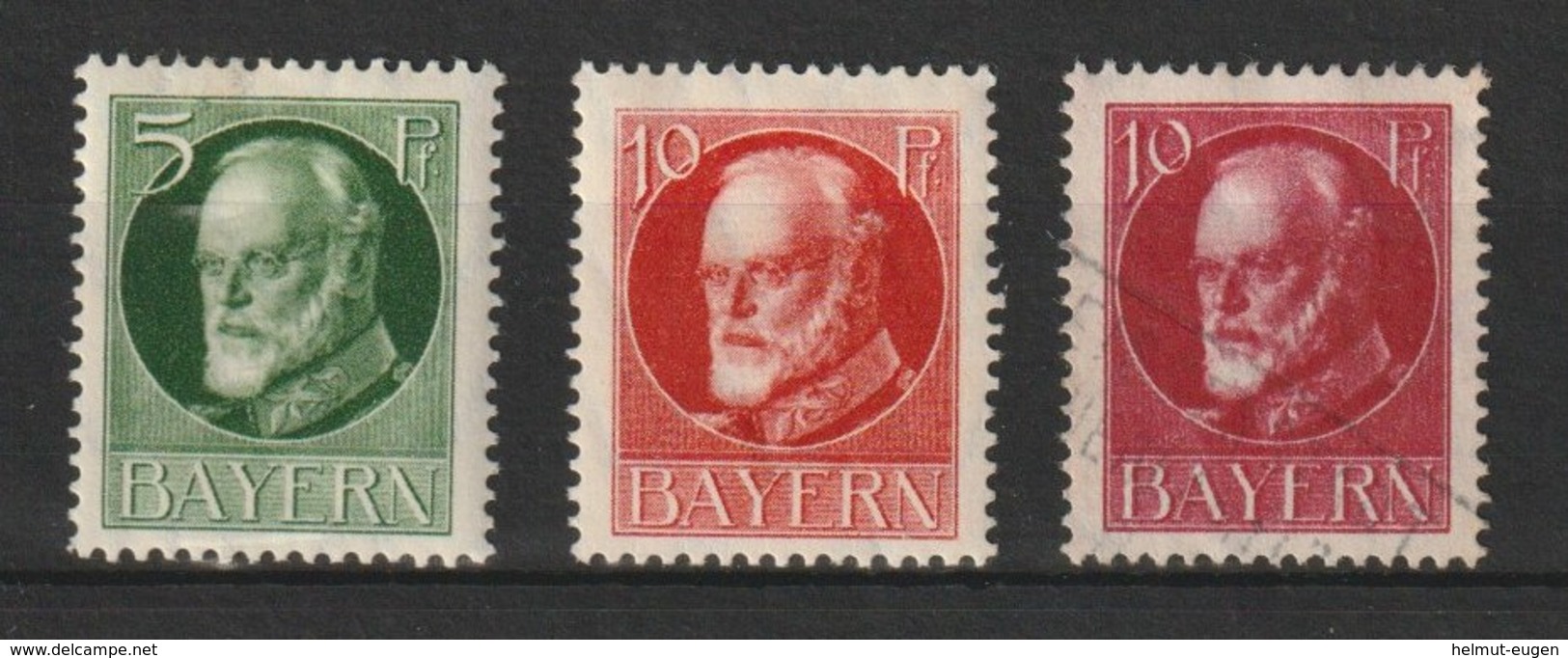 MiNr.: 112, 114 (2x).Deutschland Altdeutschland Bayern 1916, 1. Aug./1920, 4. März. Freimarken: König Ludwig III. - Sonstige & Ohne Zuordnung