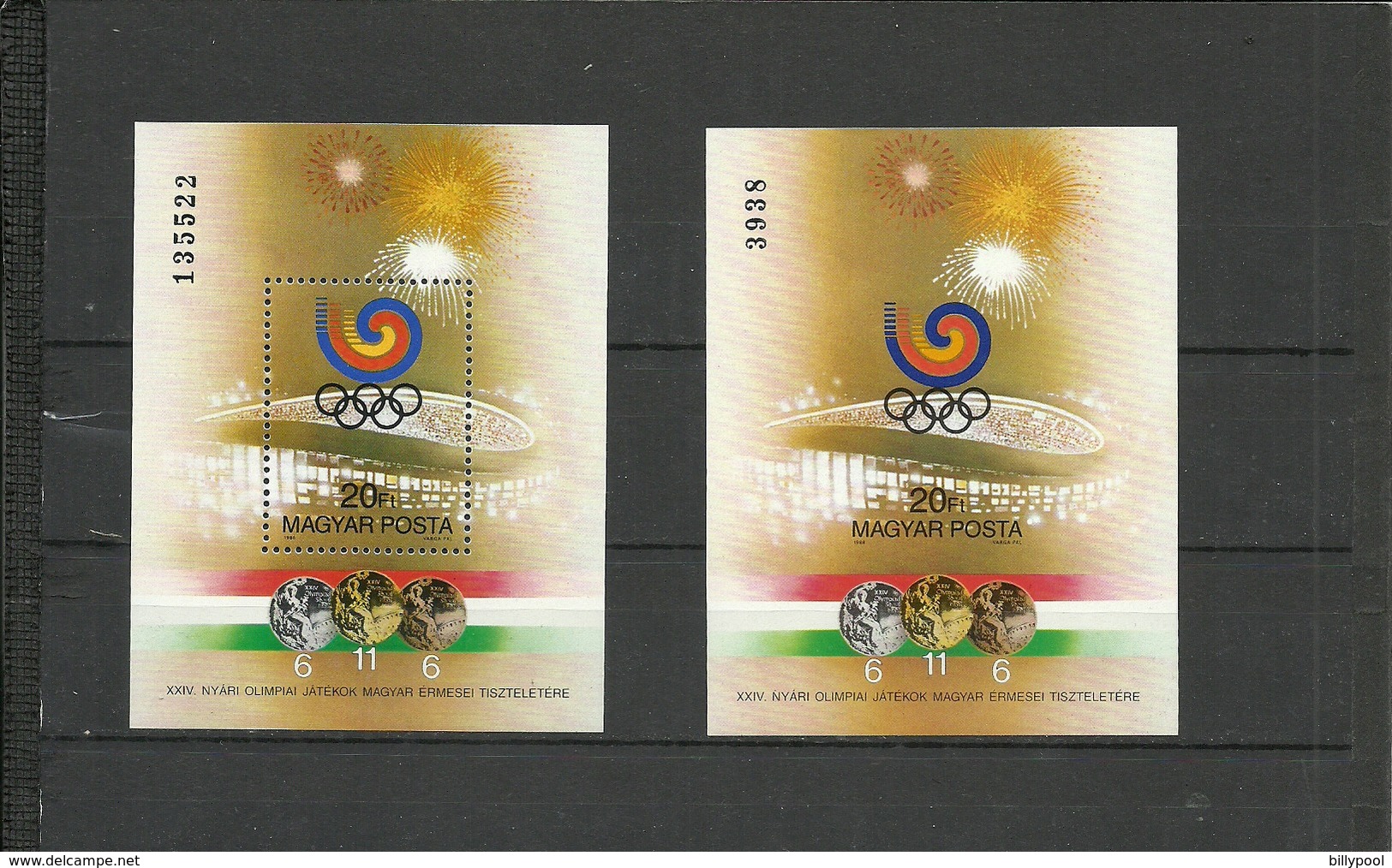 HUNGARY  Olympics  Olympic Games  Seoul  1988  Olympic Champions  SS Perf.+imperf. - Summer 1988: Seoul