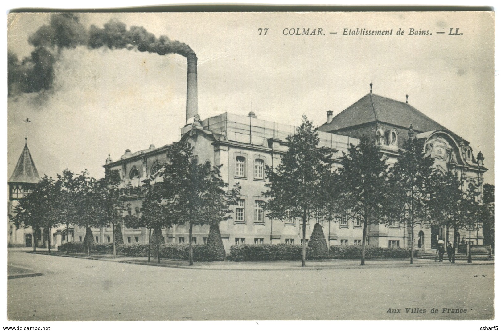 Colmar Etablissement De Bains Aux Villes De France Grosse Fumée 1924 - Colmar