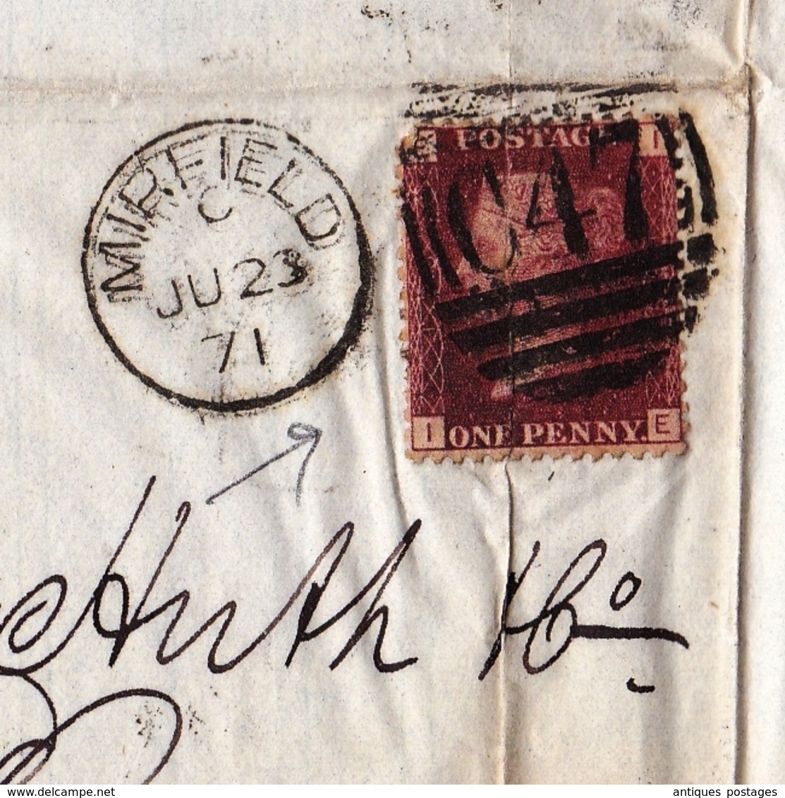Lettre Sans Correspondance 1871 Mirfield England Angleterre Victoria One Penny London Normanton - Covers & Documents