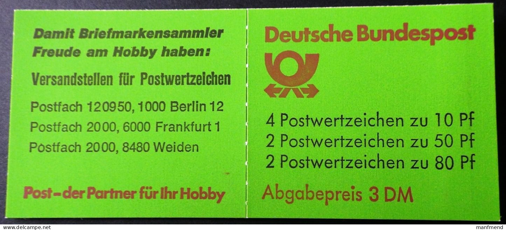 Germany - 1982 - Mi.MH24c OZ (ohne Zählbalken)**MNH - Look Scan - 1971-2000