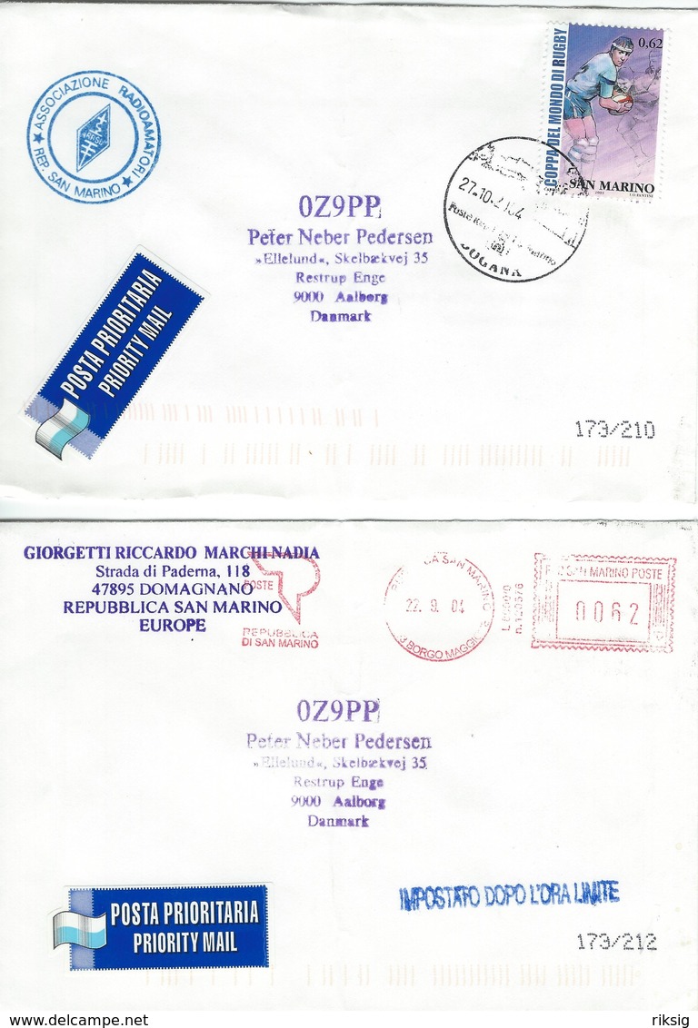 San Marino - 2 Covers Sent To  Denmark  H-691 - Other & Unclassified