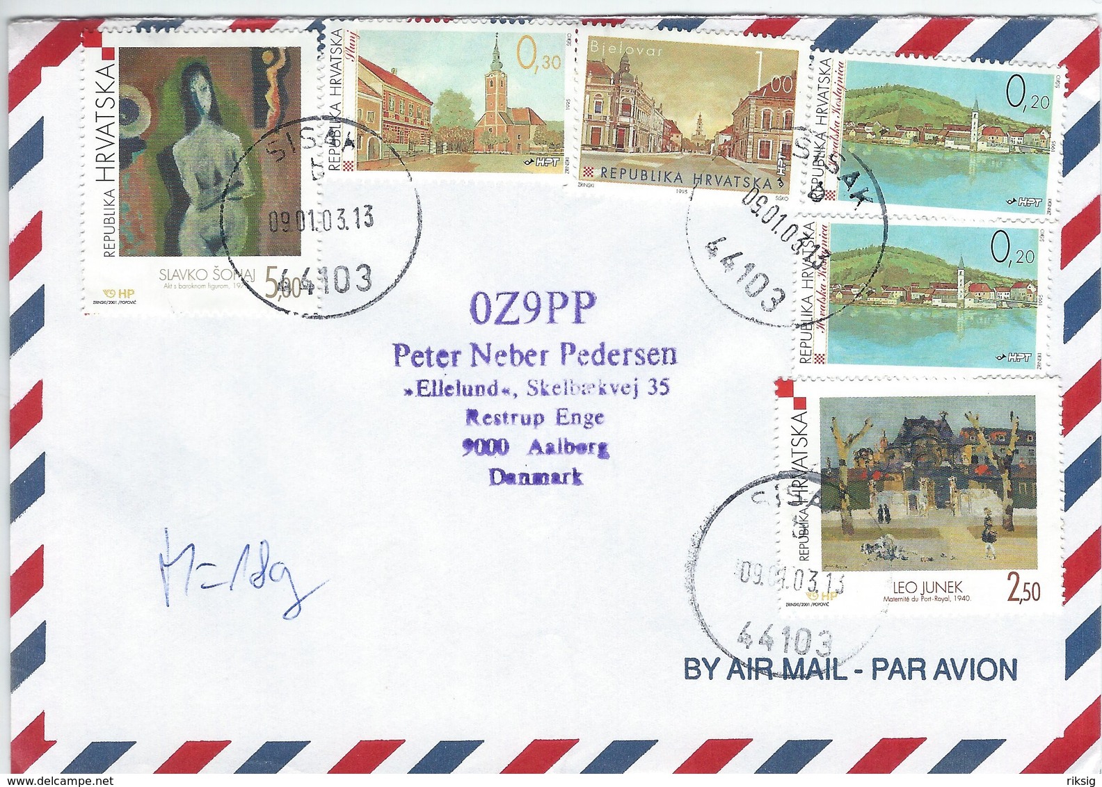 Croatia Airmail. - Cover  Sent To  Denmark  H-1111 - Croazia