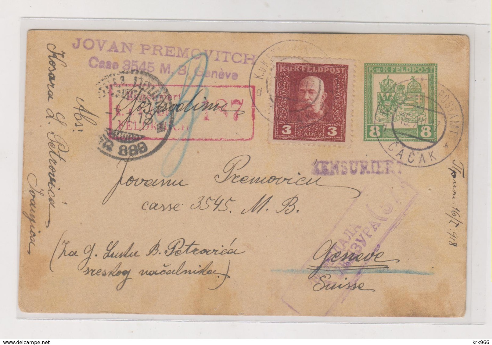 AUSTRIA .WW I SERBIA Military Postal Stationery - Briefe U. Dokumente