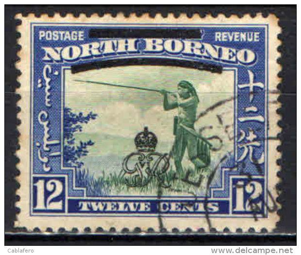 NORTH BORNEO - 1909 - Murut With  Blowgun - Overprinted In Black - USATO - North Borneo (...-1963)