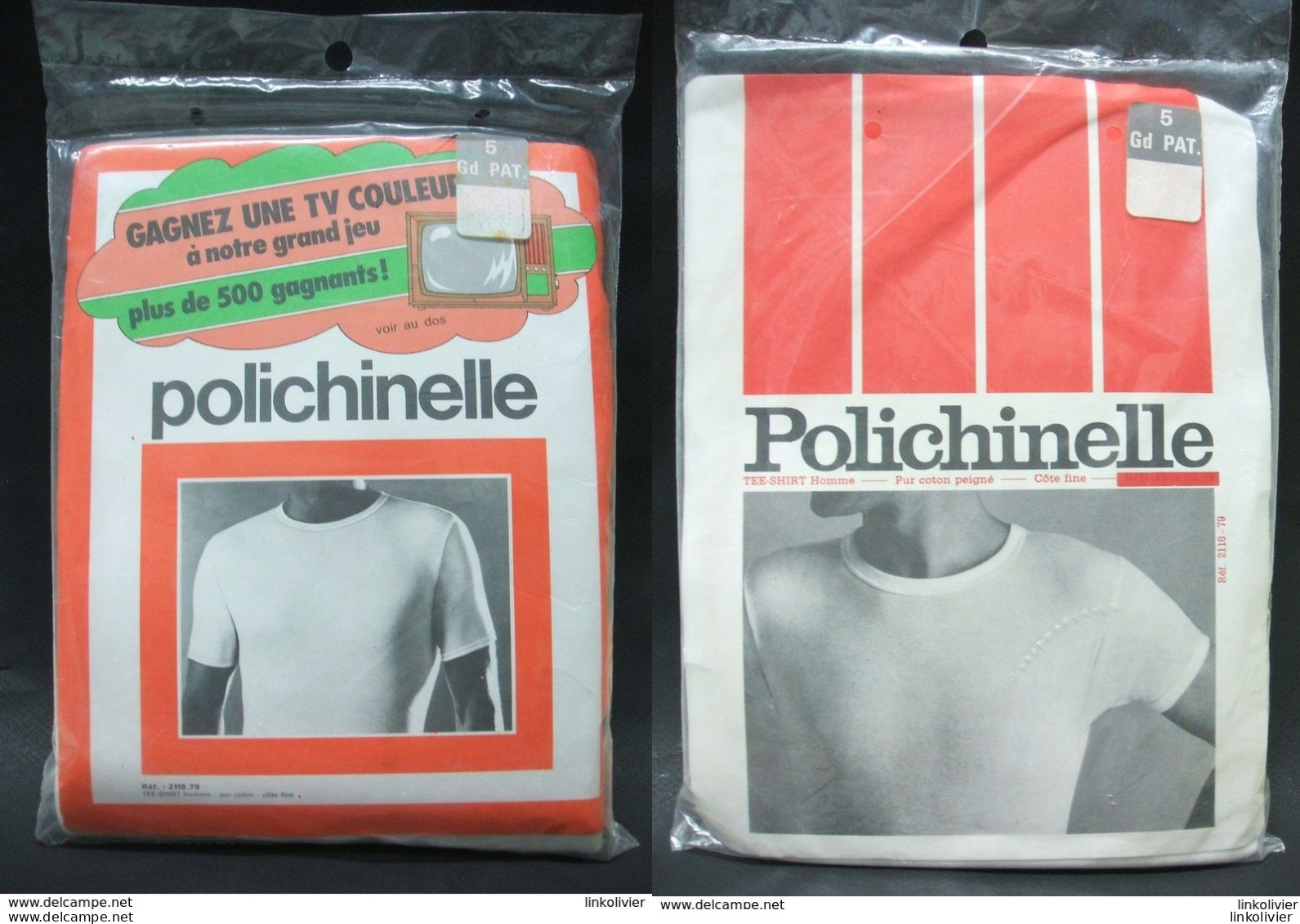 2x TEE-SHIRT POLICHINELLE Homme - Pur Coton Made In France Taille 5 Dans Son Emballage - 1940-1970 ...