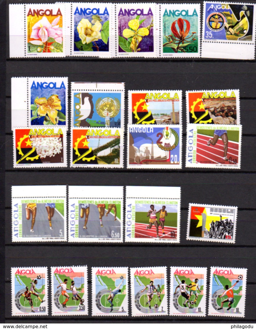 1985-87   Angola, Yv. 695 / 739**, Cote 48 €, Espace  Football Fleurs - Angola