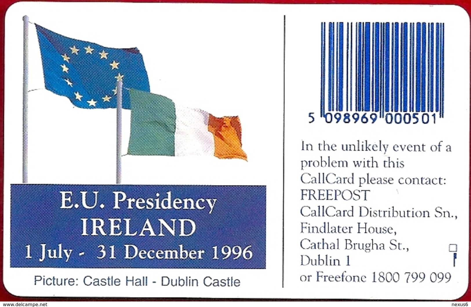 Ireland - Eircom - Ireland 1996 - Presidency Of The European Union - 50Units, 09.1996, 50.000ex, Used - Ireland