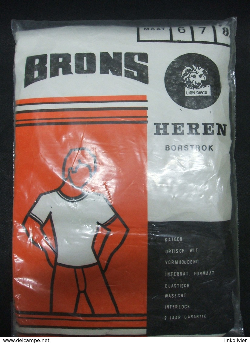 TEE-SHIRT BRONS Heren Borstrok Homme - Coton Taille 8 Dans Son Emballage - 1940-1970 ...