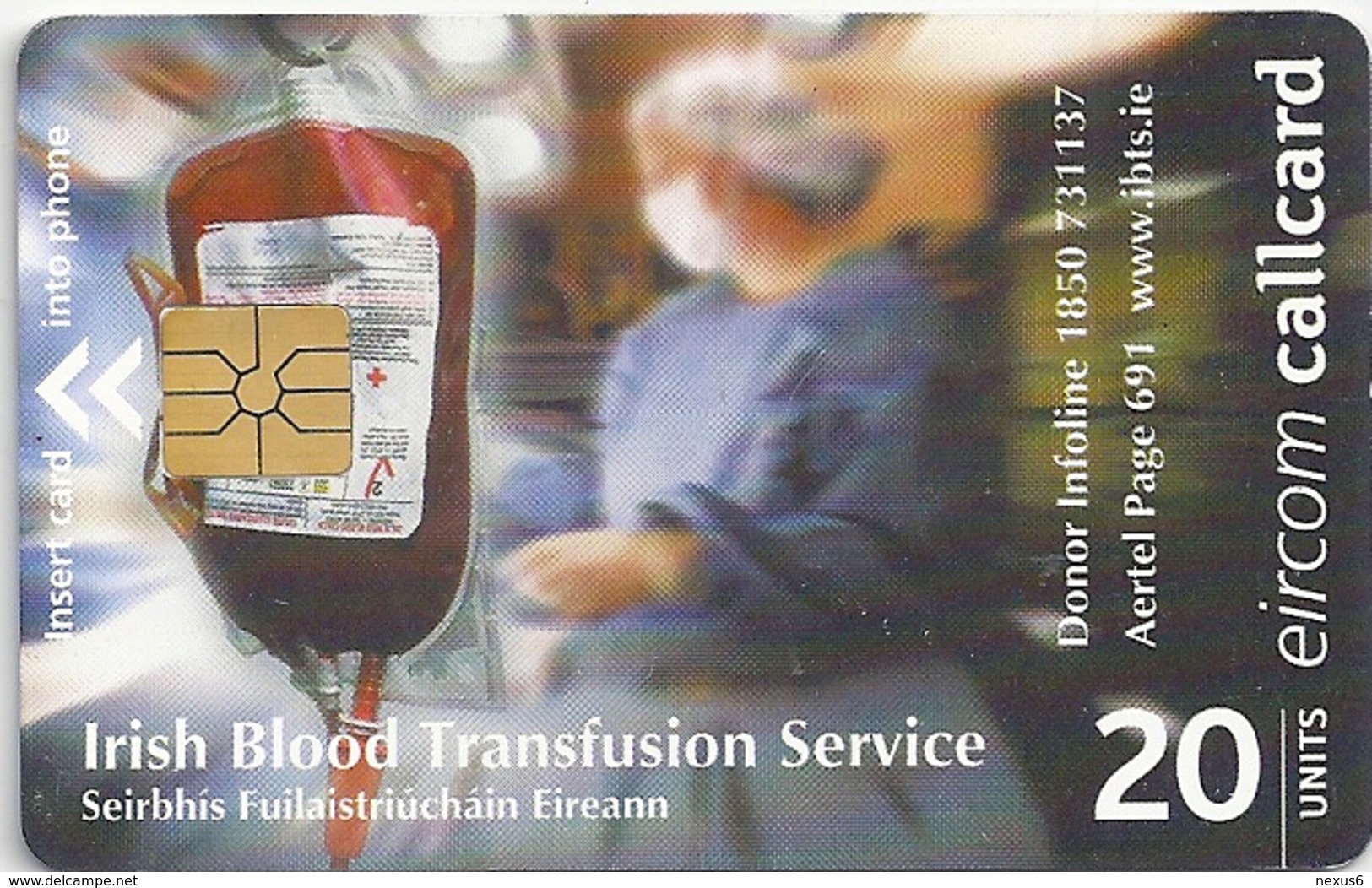 Ireland - Eircom - Irish Blood Transfusion Service - 20Units, 2000, 100.000ex, Used - Irlanda