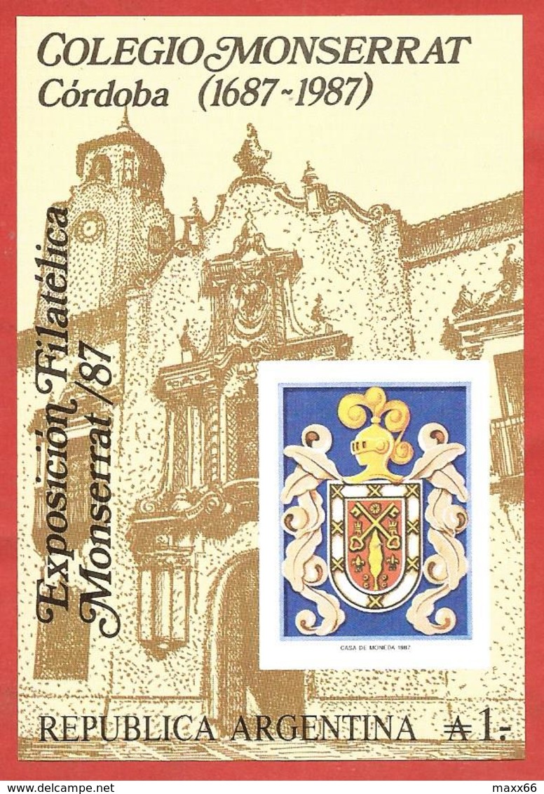 ARGENTINA MNH - 1987 The 300th Anniversary Of Monserrat College - 1 ₳ Austral - Michel AR BL35 - Blocchi & Foglietti