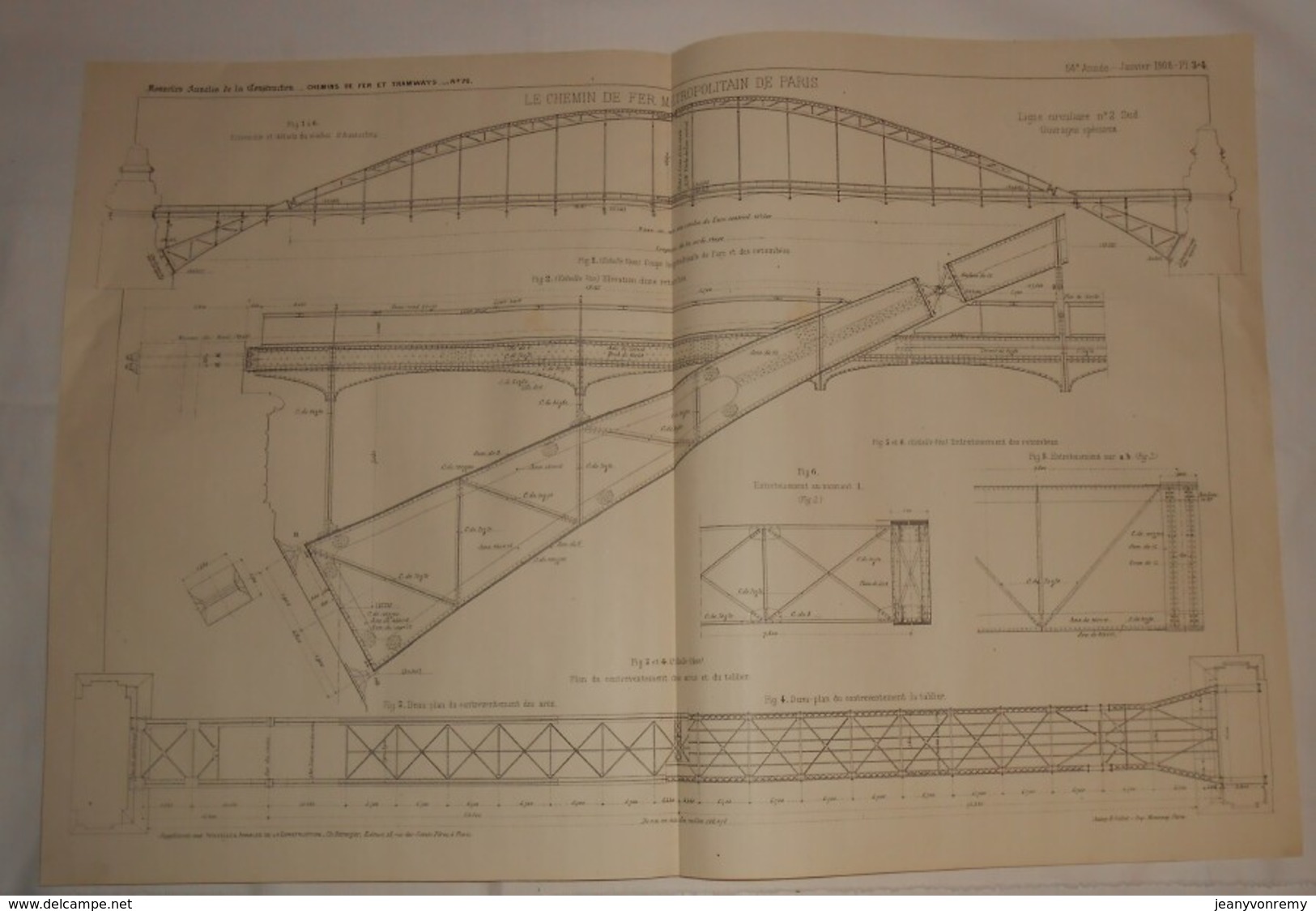 Plan Du Chemin De Fer Métropolitain De Paris. 1908 - Travaux Publics