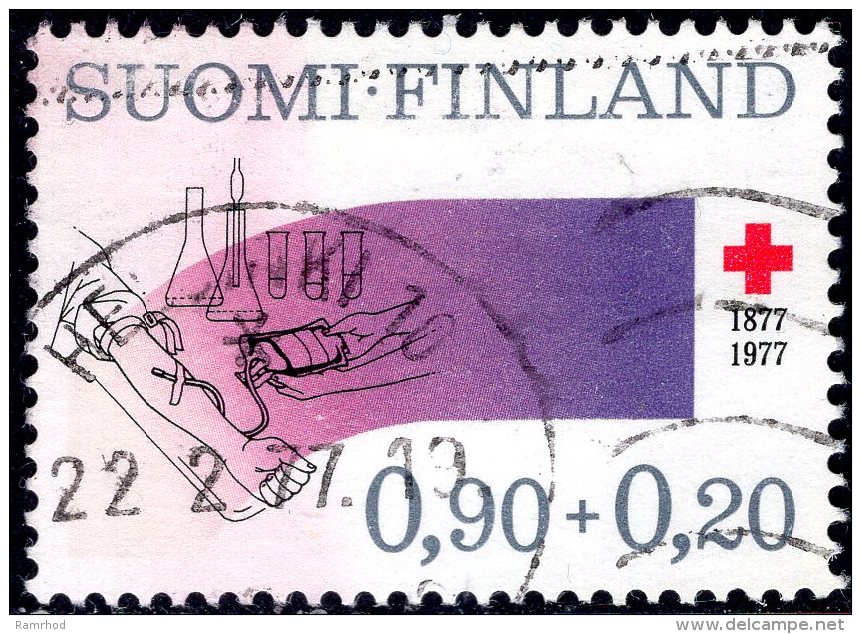 FINLAND 1977 Red Cross Fund. Centenary Of Finnish Red Cross - 90p.+20p - Blood Transfusion Service FU - Oblitérés