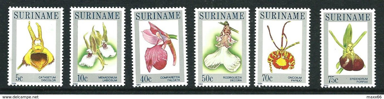 SURINAME MNH - 1984 Orchids - Vari Cent - Michel SR 1065 1070 - Suriname