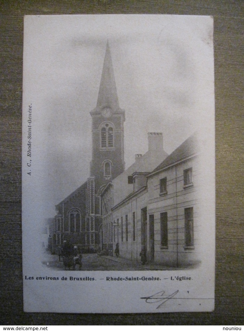 Cpa Environs De Bruxelles - Rhode-Saint-Genèse - L'église - Attelage Calèche - 1904 - Rhode-St-Genèse - St-Genesius-Rode