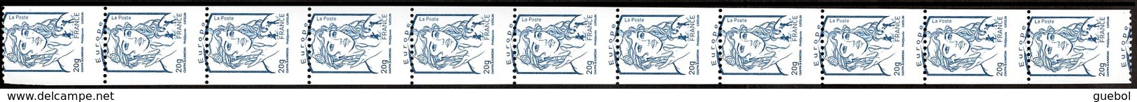 France Roulette N° 115 ** Marianne De Ciappa Et Kawena (4780) En Bande De 11, Piquage à Cheval, Sans Bandes Phosphore - Unused Stamps