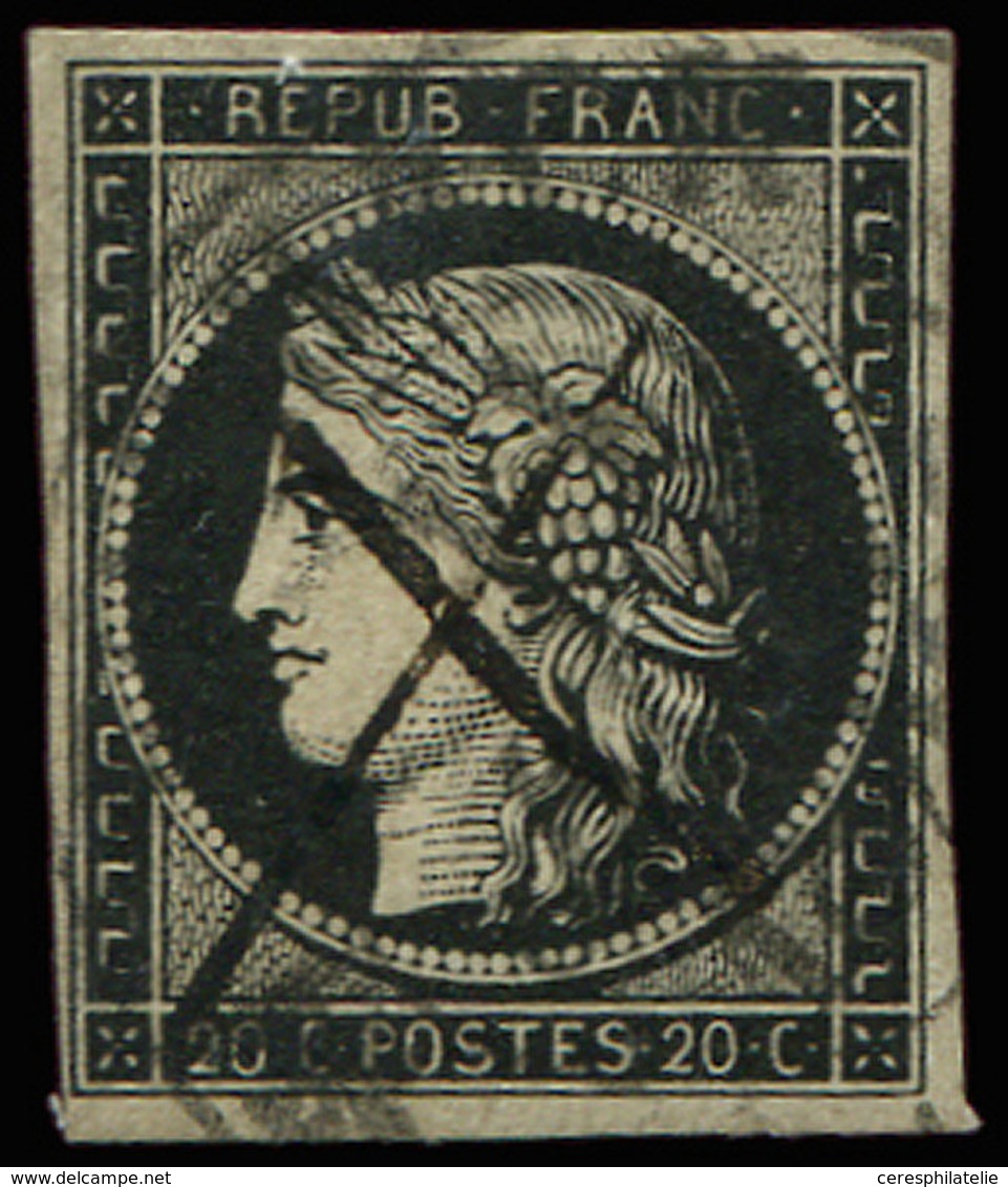 EMISSION DE 1849 3    20c. Noir Sur Jaune, Obl. PLUME Et Càd, TB - 1849-1850 Cérès