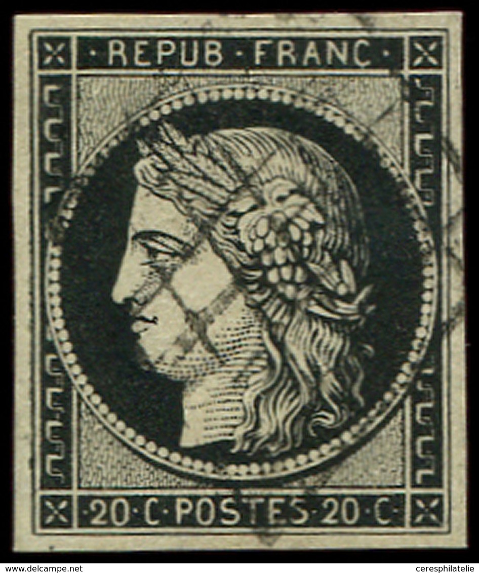 EMISSION DE 1849 3a   20c. Noir Sur Blanc, Oblitéré GRILLE, TB/TTB - 1849-1850 Ceres