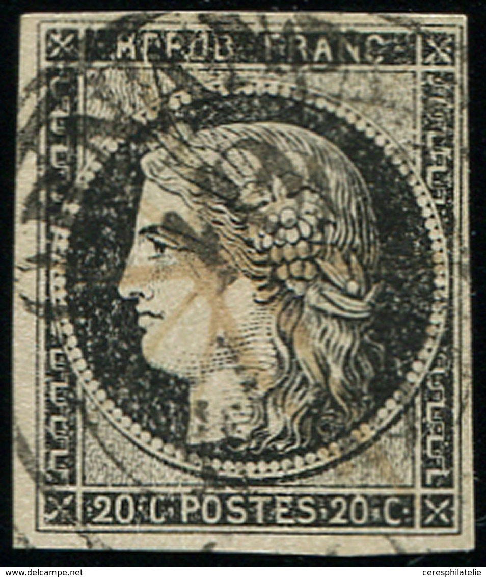 EMISSION DE 1849 3a   20c. Noir Sur Blanc, Obl. PLUME Et Càd T13 ORNANS 10 JANV 1849, TB - 1849-1850 Cérès