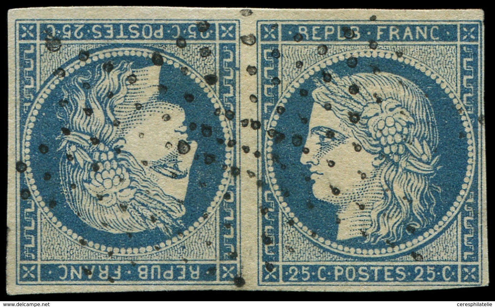 EMISSION DE 1849 T4c  25c. Bleu, TETE BECHE Obl. ETOILE, Pièce D'une Grande Fraîcheur, TTB - 1849-1850 Ceres