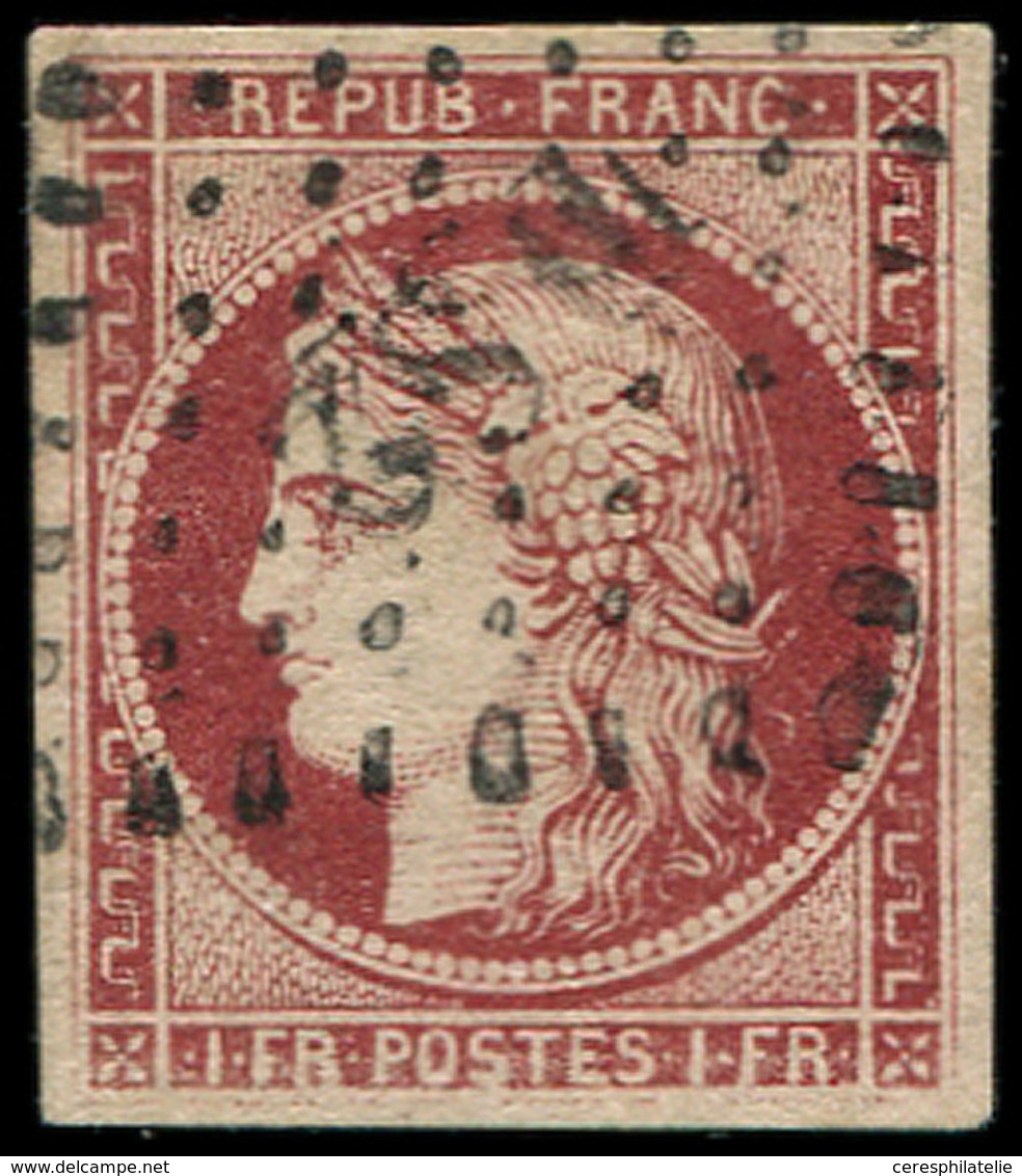 EMISSION DE 1849 6     1f. Carmin, Oblitéré Los. DS2, TTB. C - 1849-1850 Ceres