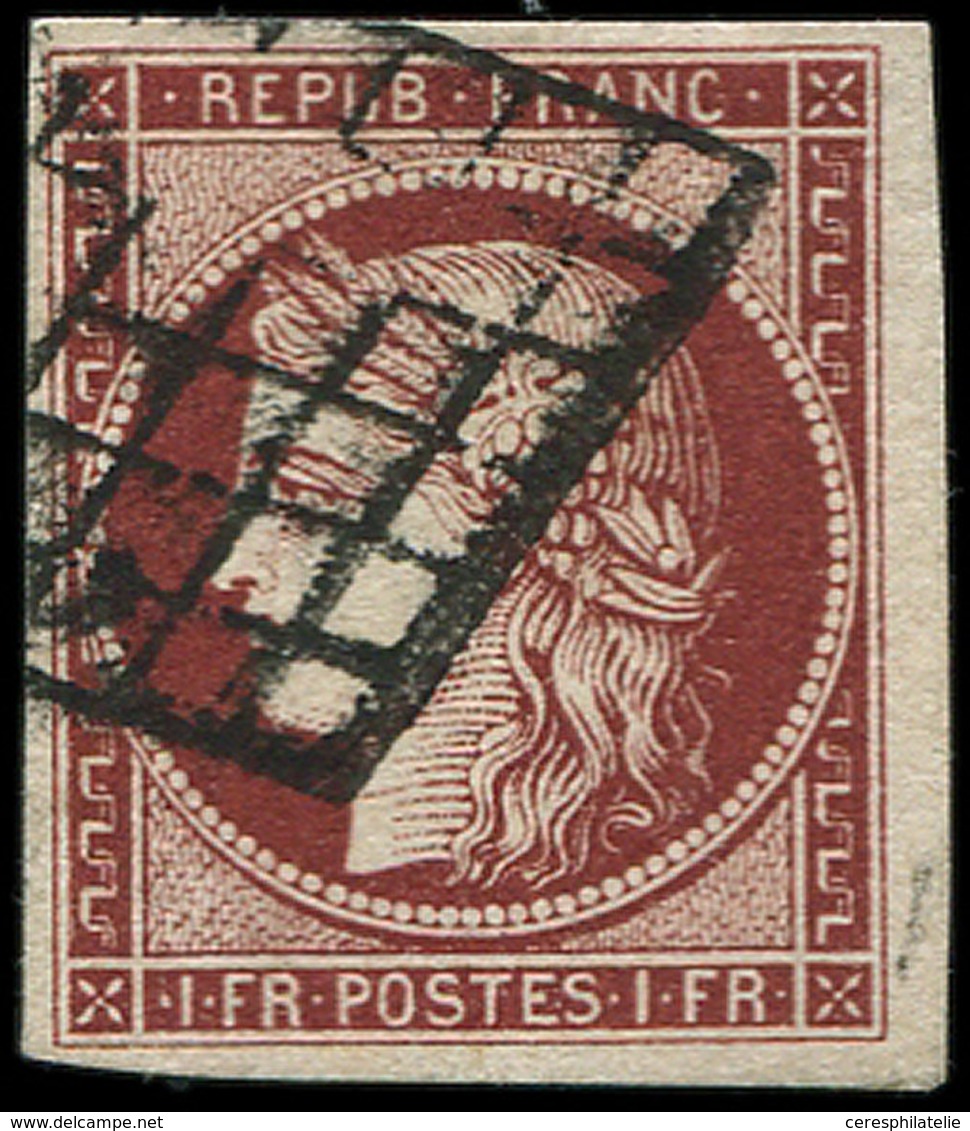 EMISSION DE 1849 6b    1f. Carmin Foncé, Obl. GRILLE, Nuance Soutenue, TTB. C - 1849-1850 Ceres