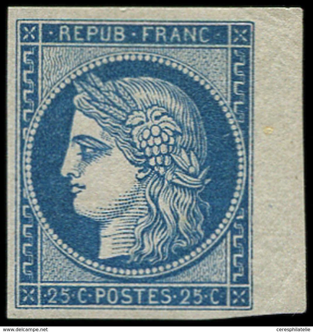 * EMISSION DE 1849 R4d  25c. Bleu, REIMPRESSION, Petit Bdf, Infime Point Clair, Sinon TB - 1849-1850 Ceres