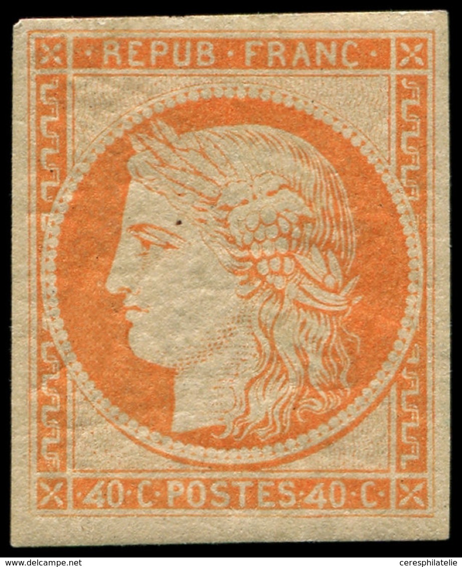 * EMISSION DE 1849 R5h  40c. Orange, REIMPRESSION Avec 4 RETOUCHES, RR Et TTB, Certif. Calves - 1849-1850 Ceres