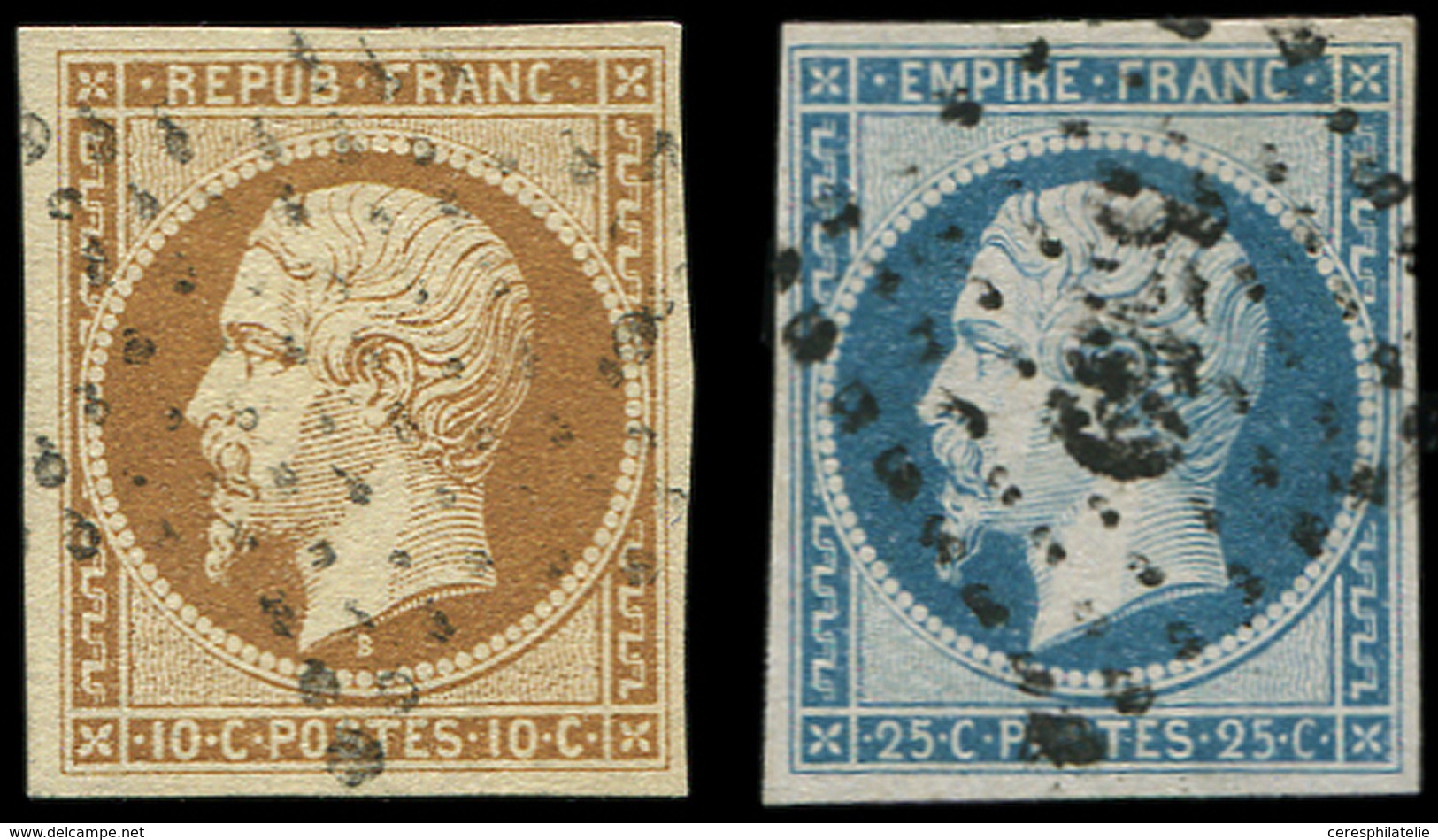 PRESIDENCE 9    10c. Bistre-jaune Et N°15 25c. Bleu Obl. Etoile Et PC, TB - 1852 Louis-Napoleon