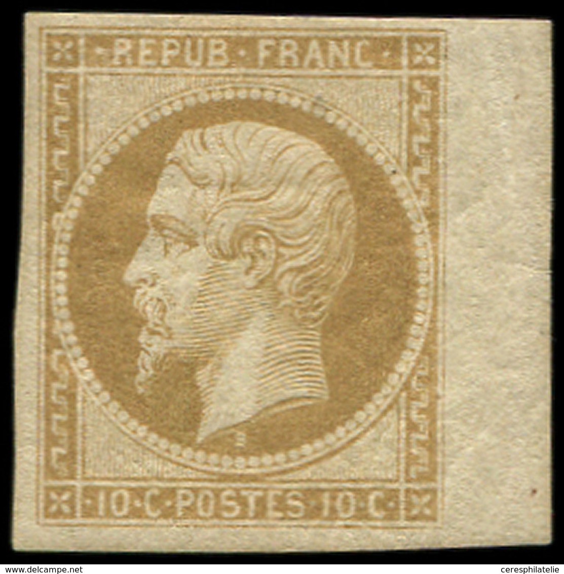 * PRESIDENCE R9e  10c. Bistre, REIMPRESSION, Petit Bdf, Ch. Un Peu Forte, Sinon TB - 1852 Luigi-Napoleone