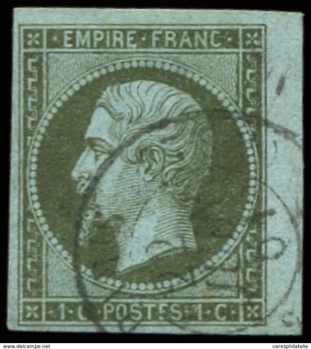 EMPIRE NON DENTELE 11    1c. Olive, Obl. Càd T15 PARIS 22/6/61, Petit Bdf, TTB - 1853-1860 Napoleone III