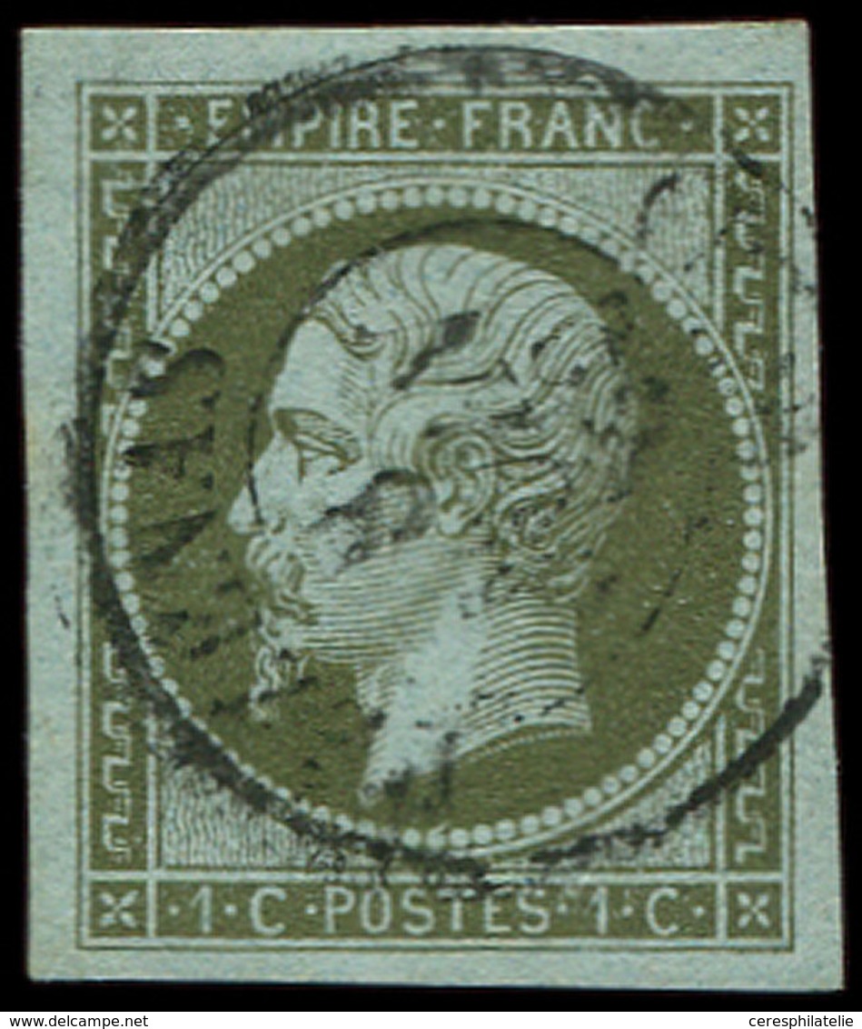 EMPIRE NON DENTELE 11    1c. Olive, Oblitéré Càd T15 PEZENAS 8/6/62, Belles Marges, TTB - 1853-1860 Napoleon III