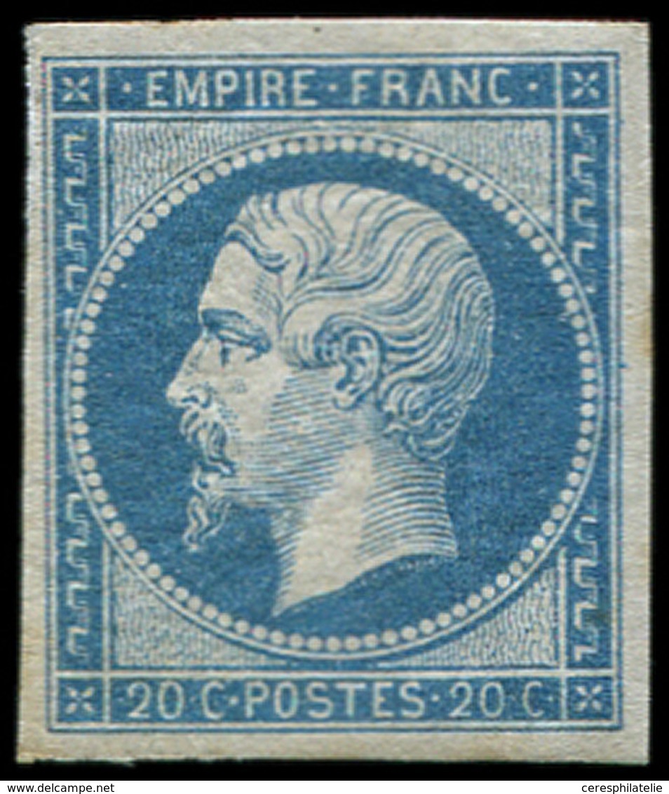 ** EMPIRE NON DENTELE 14B  20c. Bleu, T II, Gomme D'origine Intacte Lég. Jaunie, TB - 1853-1860 Napoleon III