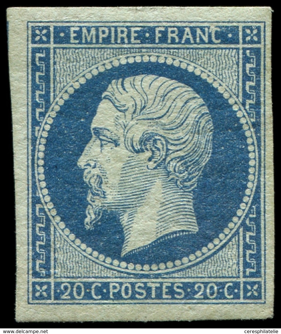 * EMPIRE NON DENTELE 14Ad 20c. Bleu Sur VERT, T I, Timbre D'une Grande Fraîcheur Et RR En Neuf, TTB - 1853-1860 Napoleon III