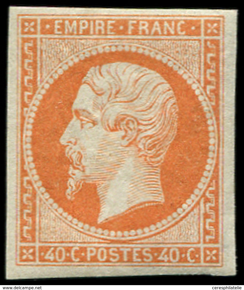 * EMPIRE NON DENTELE 16   40c. Orange, Inf. Pelurage En Angle Sinon Très Frais Et TB. C - 1853-1860 Napoleon III