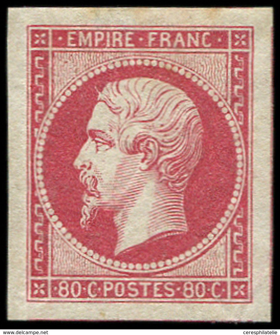 * EMPIRE NON DENTELE 17B  80c. Rose, Pelurage Et Légère Rousseur, Grandes Marges, Aspect Superbe - 1853-1860 Napoleon III