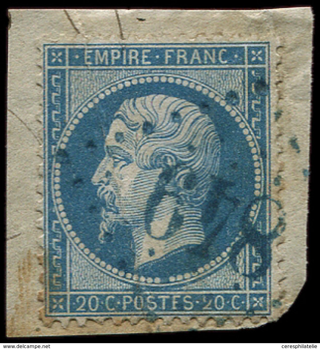 EMPIRE DENTELE 22   20c. Bleu, Obl. GC 848 (Chambois 59) En BLEU S. Fragt, TB - 1862 Napoleon III