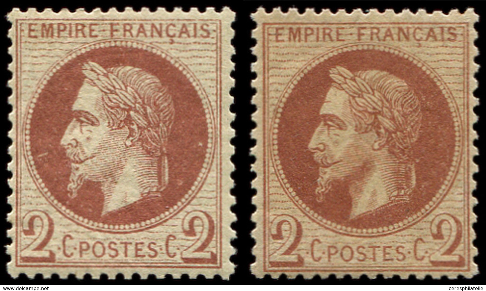 * EMPIRE LAURE 26A Et 26B, 2c. Brun-rouge, T I Et T II, TB - 1863-1870 Napoleon III With Laurels