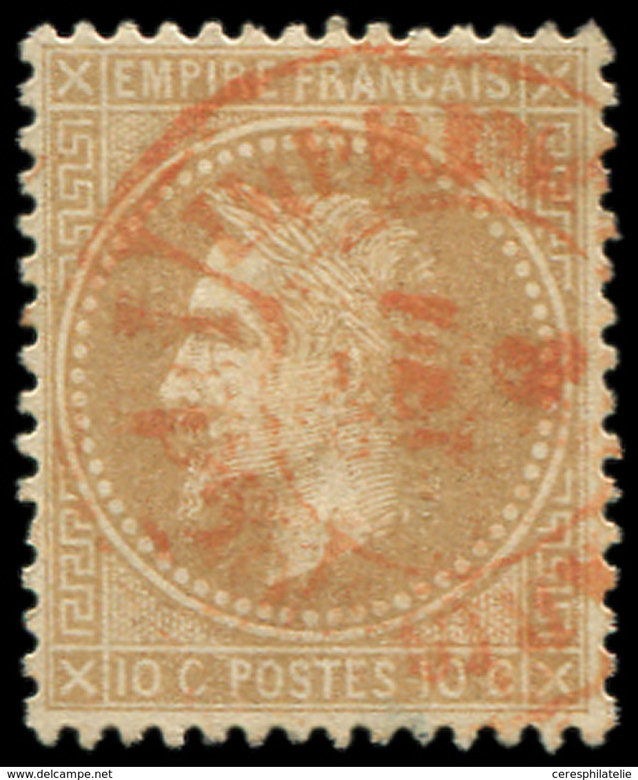 EMPIRE LAURE 28A  10c. Bistre, T I, Obl. Càd ROUGE Des Imprimés, TB - 1863-1870 Napoleon III With Laurels