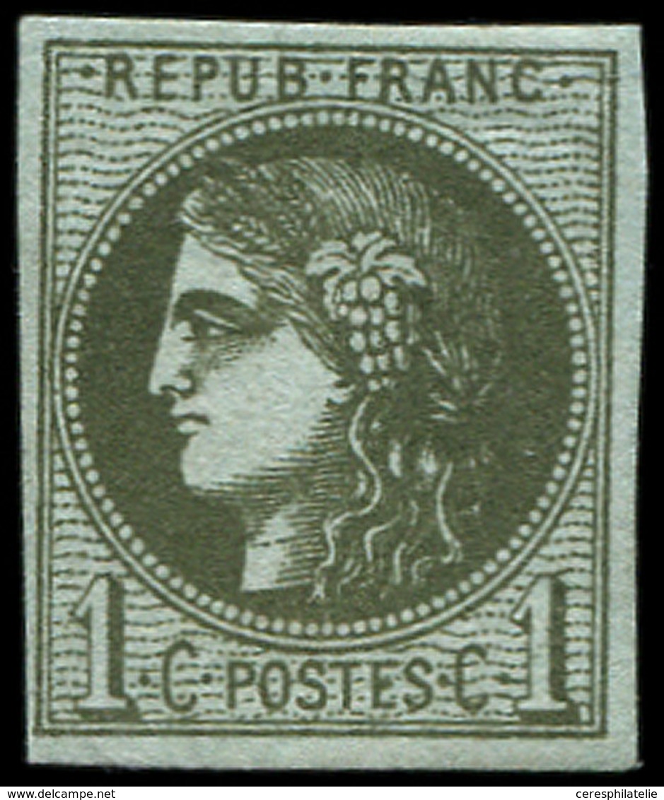 ** EMISSION DE BORDEAUX 39Ab  1c. Olive Foncé, R I, TB - 1870 Bordeaux Printing