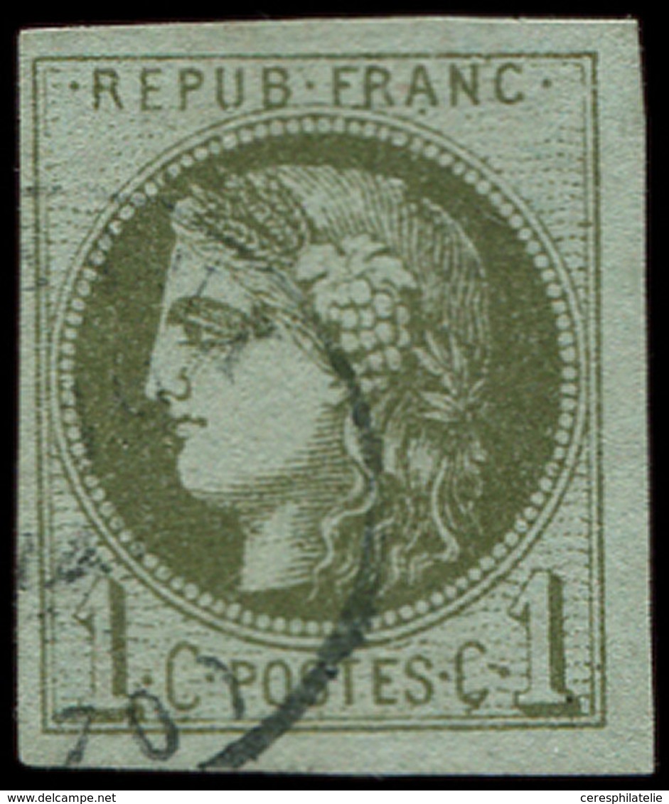 EMISSION DE BORDEAUX 39B   1c. Olive, R II, 3 Grandes Marges, Obl. Càd, TB/TTB. Br - 1870 Bordeaux Printing