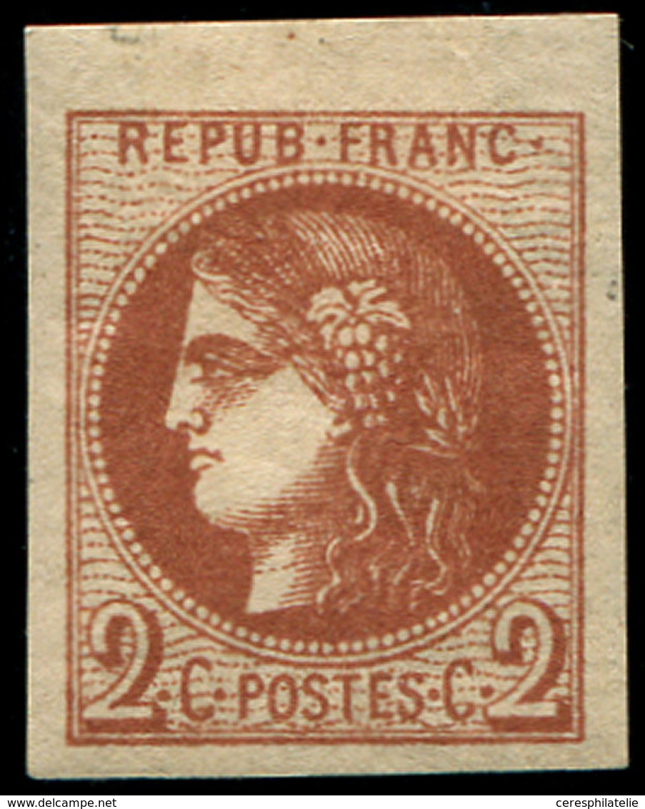 * EMISSION DE BORDEAUX 40Bb  2c. MARRON, Bdf, TTB, Certif. JF Brun - 1870 Bordeaux Printing