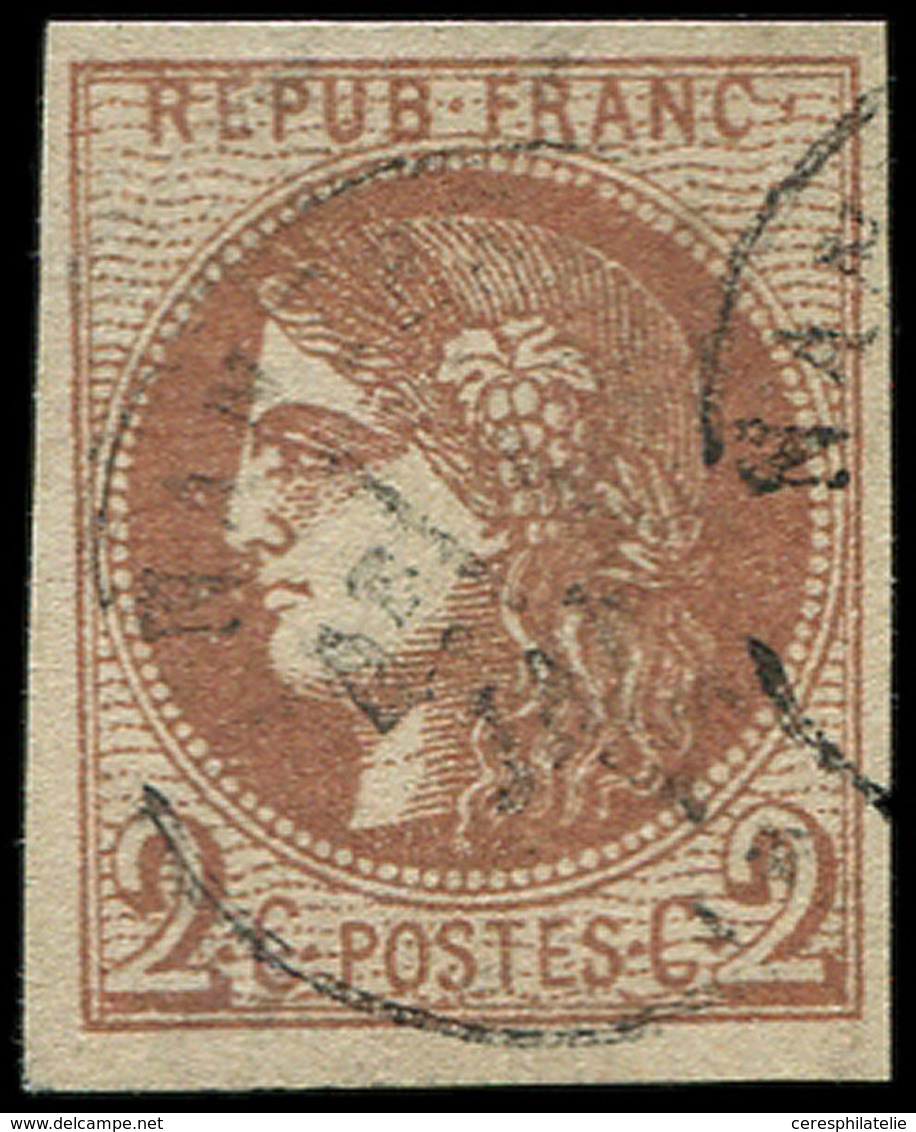 EMISSION DE BORDEAUX 40B   2c. Brun-rouge, R II, Obl. Càd T16 NANTES 1/1/71, TB/TTB - 1870 Bordeaux Printing