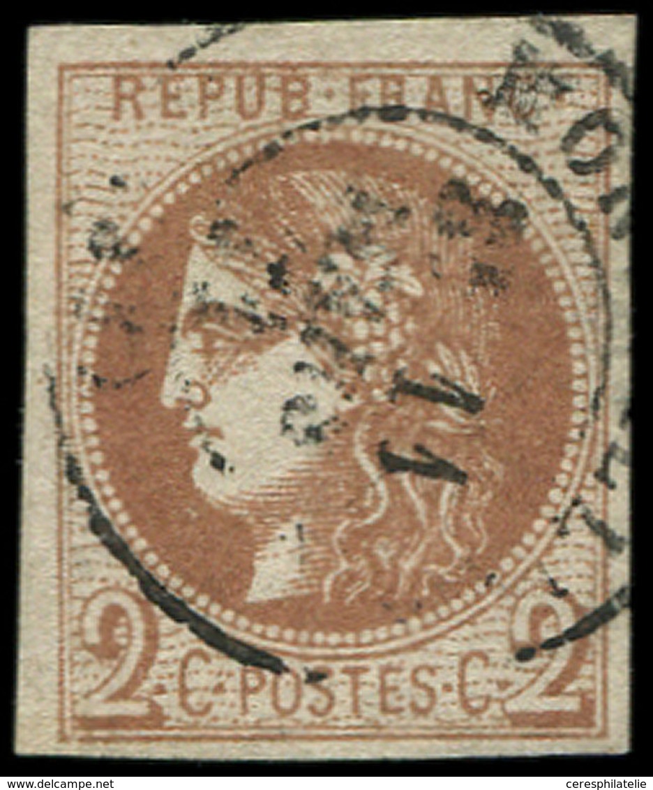 EMISSION DE BORDEAUX 40Bg  2c. CHOCOLAT, R II, Obl. Càd T17 MON(TPELLIER) 11/3/71, Nuance Chocolat Clair Certifiée P. Sc - 1870 Bordeaux Printing