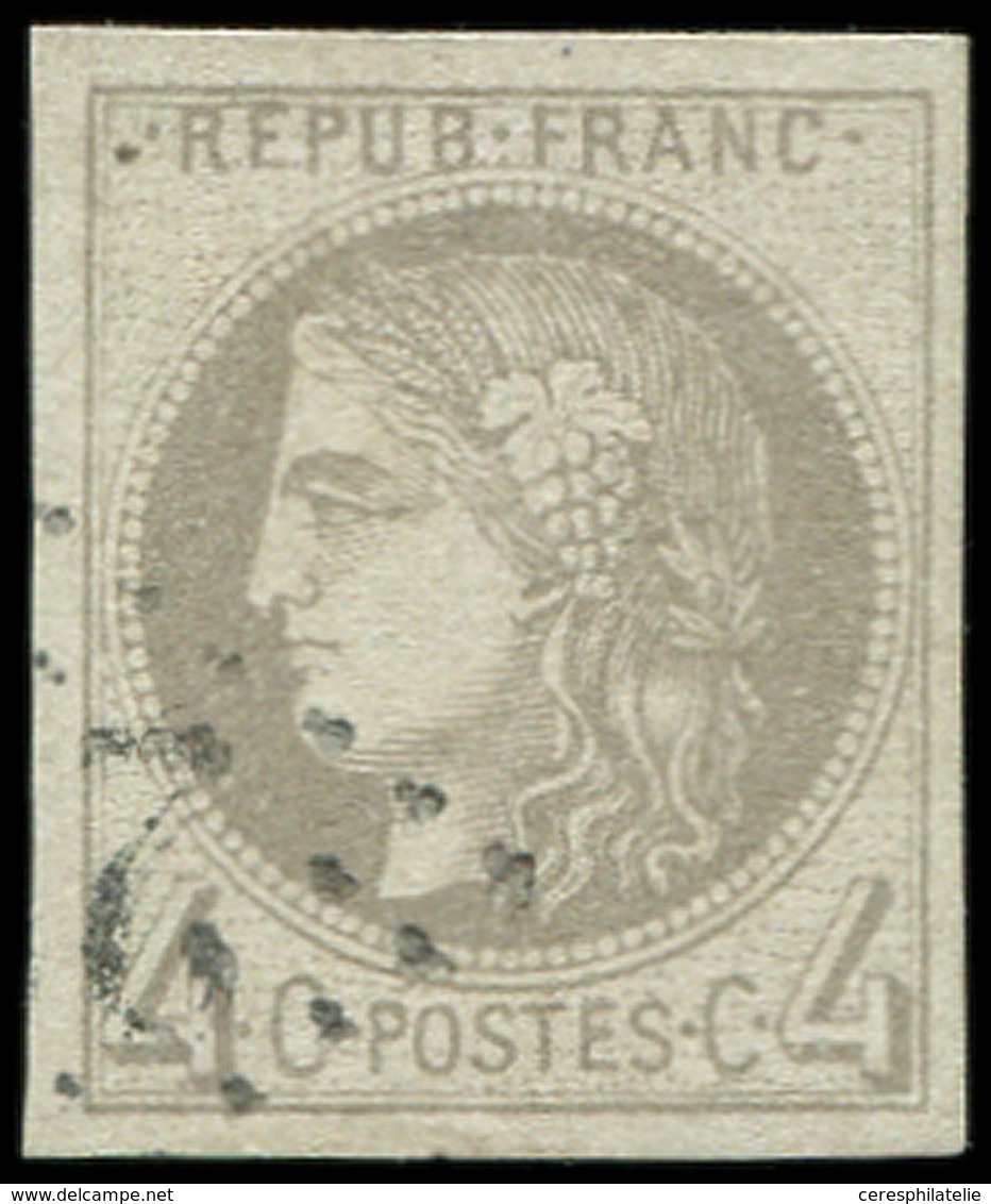 EMISSION DE BORDEAUX 41A   4c. Gris, R I, Belles Marges, Obl. GC, Effigie Dégagée, Superbe. C - 1870 Bordeaux Printing