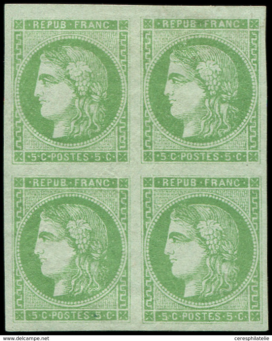 * EMISSION DE BORDEAUX 42B   5c. Vert-jaune, R II, BLOC De 4, Très Frais, TB - 1870 Bordeaux Printing