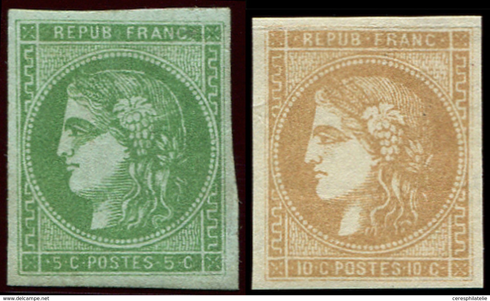 (*) EMISSION DE BORDEAUX 42B Et 43A, 5c. R II Et 10c. R I, TB - 1870 Bordeaux Printing