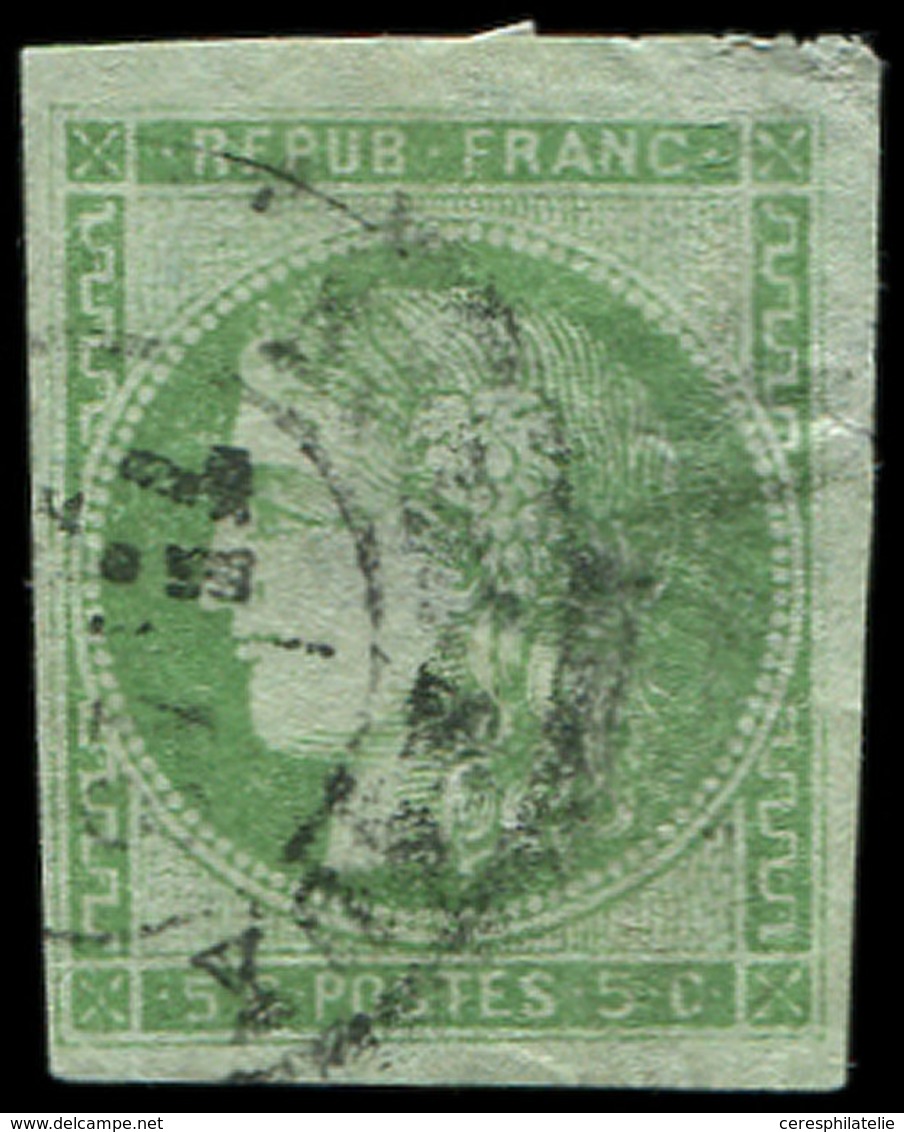 EMISSION DE BORDEAUX 42A   5c. Vert-jaune, R I, Obl. Càd, Très Défx, B. S - 1870 Emissione Di Bordeaux