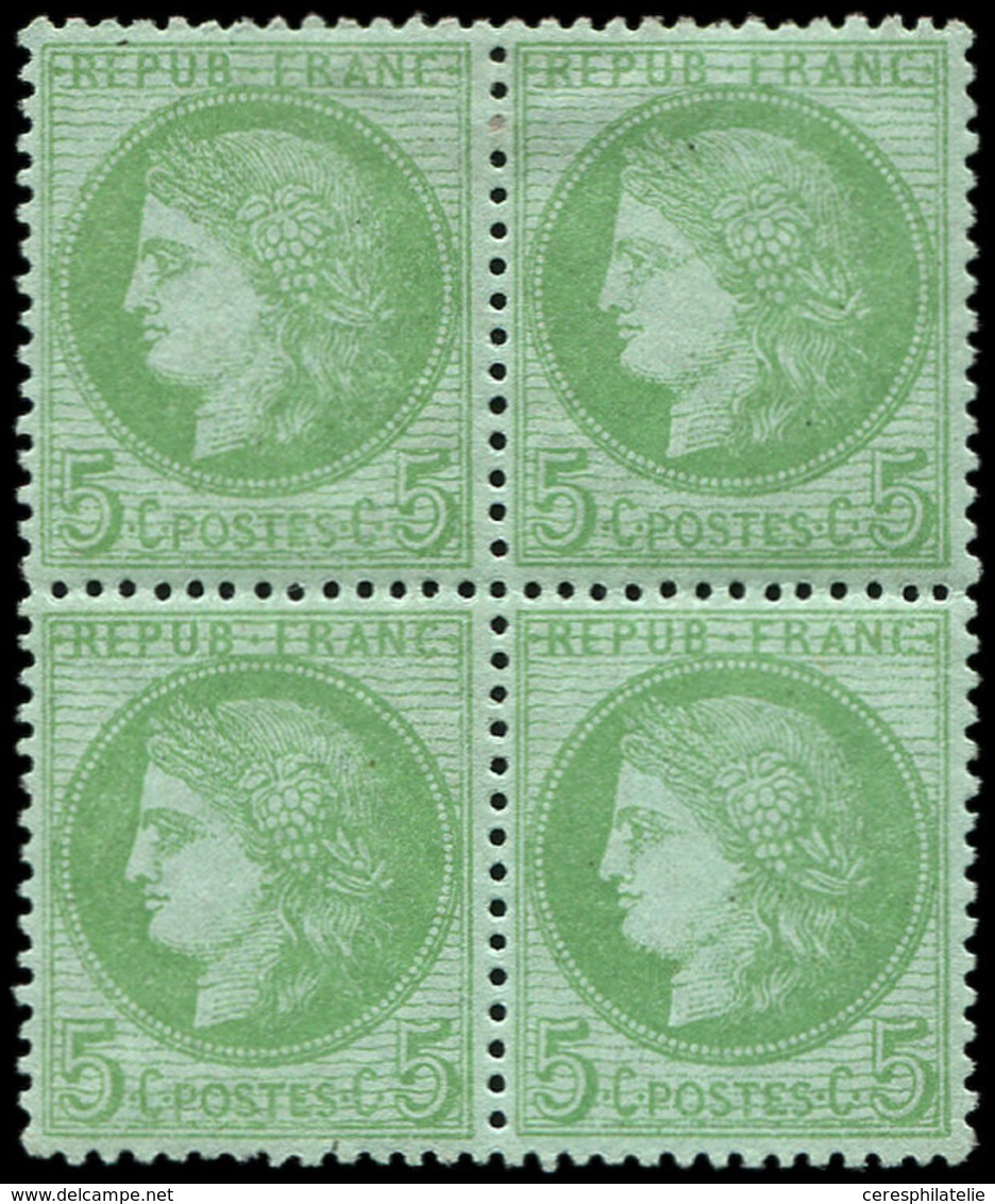 ** CERES DENTELE 53    5c. Vert-jaune Sur Azuré, BLOC De 4, PAIRE Supérieure *, Bien Centré, TB - 1849-1876: Periodo Classico