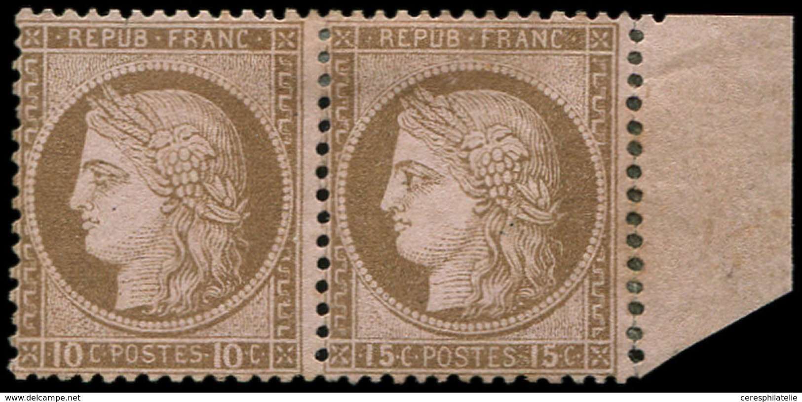 * CERES DENTELE 55c  15c. Brun Sur Rose ERREUR Tenant à 10c., Bdf, Dent. Lég. Améliorée Et G. Partielle, Cependant Plais - 1849-1876: Classic Period